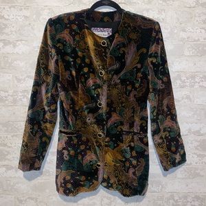 Paisley printed velour blazer jacket